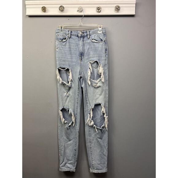 BDG Denim Jeans Womens 25 Destroyed Distressed Mom High Rise Cotton 26x30 Light - Picture 1 of 7